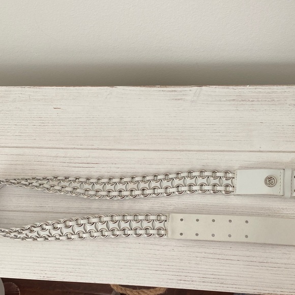 Michael Kors Ivory Braided Belt with Silver Buckle - Picture 6 of 6